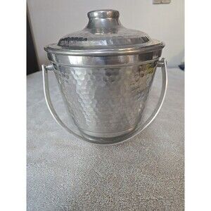 Vintage hammered aluminum ice bucket Made in Italy